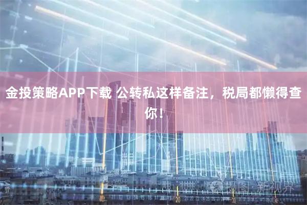 金投策略APP下载 公转私这样备注，税局都懒得查你！